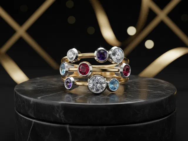 18ct White and Yellow Gold Coloured Stone Bubble Ring